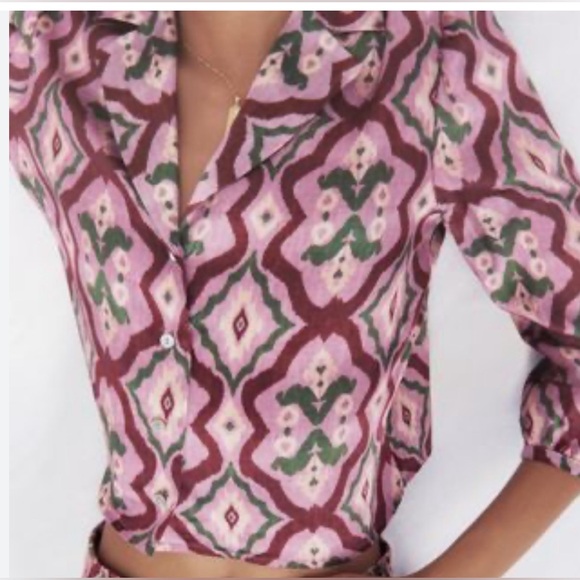 Zara Printed Flowy Shirt made in Morocco size XL - Picture 1 of 9